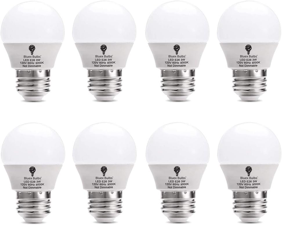 8 Pack BlueX 3W G14 LED Light Bulb 5000K Daylight - 25W Equivalent - E26 Base 120V - Small Night Light Bulbs for Bedroom, Ceiling Fan, Table Lamp, Kitchen, Pendant Fixtures, Dinning Room - Image 2