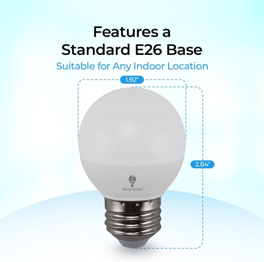 Bluex Bulbs 6 Pack G16 LED Light Bulbs - 6W 550 Lumens 4000K Cool White E26 Base 120V - Mini LED Light Bulbs Suitable for Chandelier, Signs, Floor Lamps, Nightlights & Kitchens Type G Short Light Bulb - Image 3