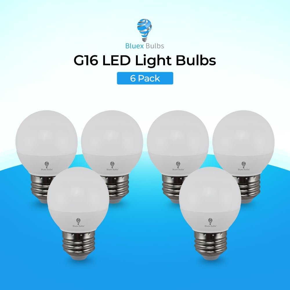 Bluex Bulbs 6 Pack G16 LED Light Bulbs - 6W 550 Lumens 4000K Cool White E26 Base 120V - Mini LED Light Bulbs Suitable for Chandelier, Signs, Floor Lamps, Nightlights & Kitchens Type G Short Light Bulb - Image 5