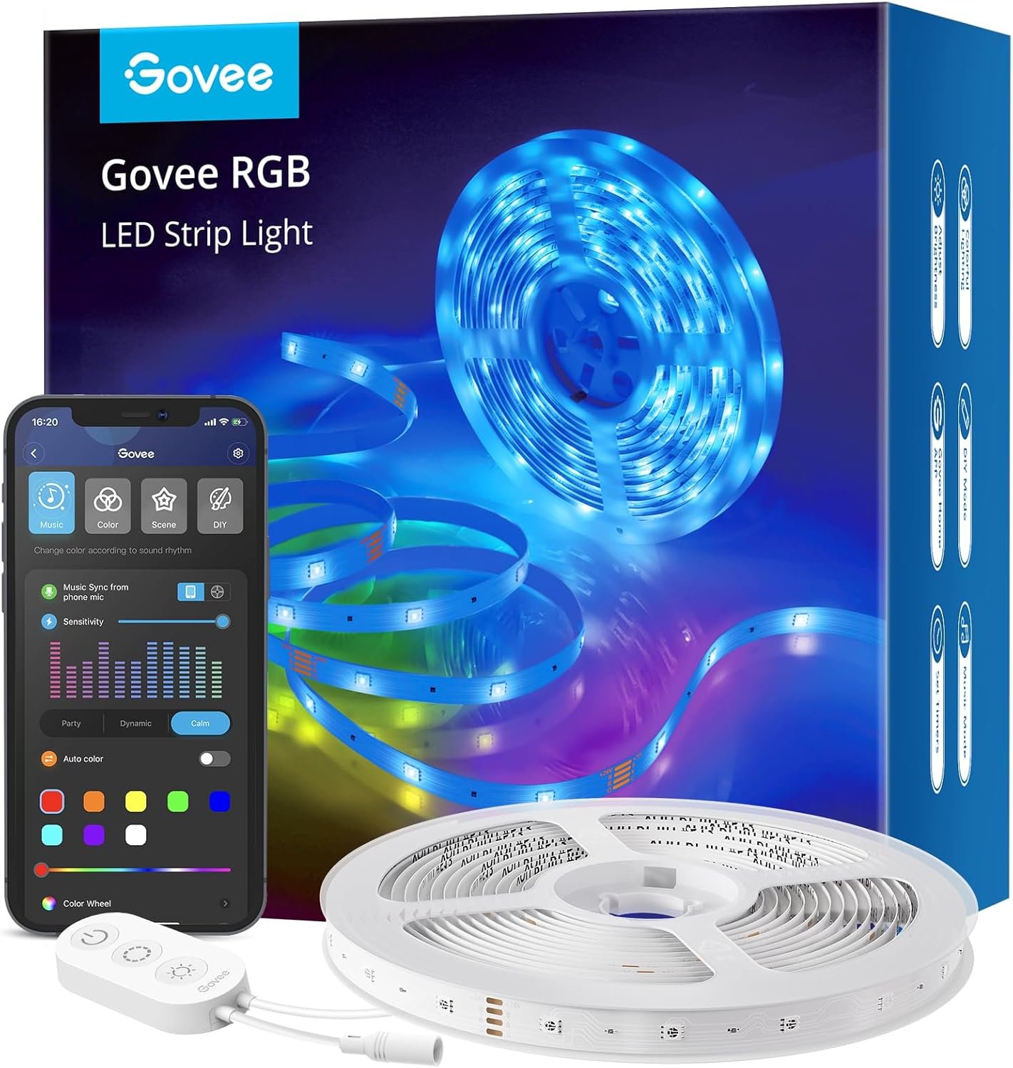 Govee Smart RGB LED Strip Lights, 16.4ft WiFi LED Strip Lighting Work with Alexa and Google Assistant, 16 Million Colors with App Control and Music Sync LED Lights for Bedroom, Home Decor - Image 2