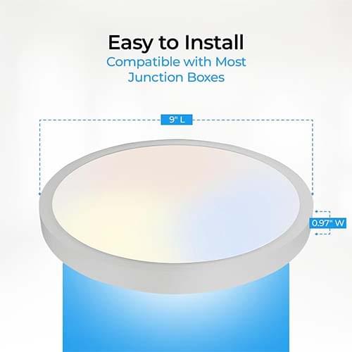 BlueX Bulbs 9 Inch Flush Mount LED Ceiling Lights – 20W, 2000 Lumens, Dimmable, 3 Color Temperatures (3000K 4000K 6000K), Slim Black Surface Mount Fixture for Bedroom, Kitchen, Hallway (4-Pack)